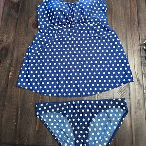 Motherhood Navy and White Polka Dot Swimwear